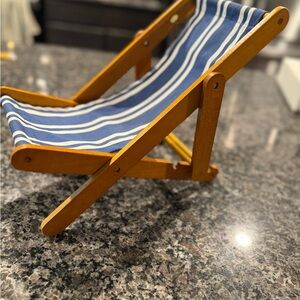 American Girl Doll Chair with Blue and White Stripes